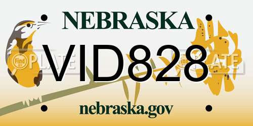 VID828 Nebraska License Plate