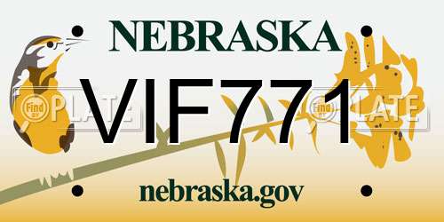 VIF771 Nebraska License Plate