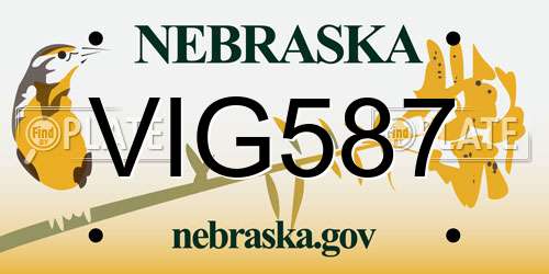 VIG587 Nebraska License Plate