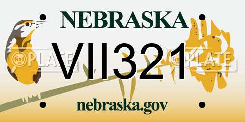 VII321 Nebraska License Plate