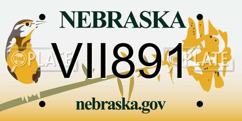 VII891 Nebraska License Plate