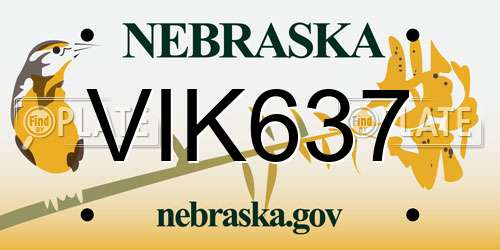 VIK637 Nebraska License Plate
