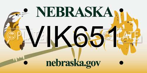 VIK651 Nebraska License Plate