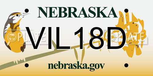 VIL18D Nebraska License Plate