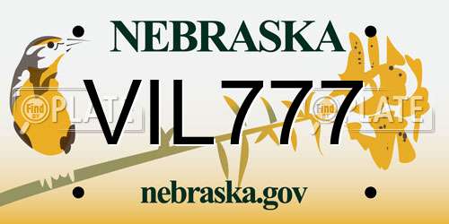 VIL777 Nebraska License Plate