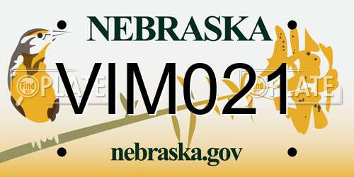 VIM021 Nebraska License Plate