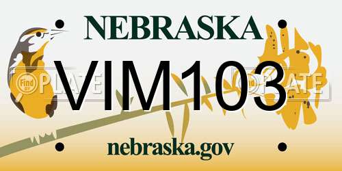 VIM103 Nebraska License Plate
