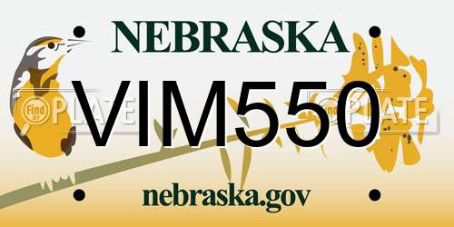 VIM550 Nebraska License Plate