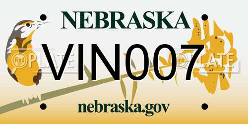 VIN007 Nebraska License Plate