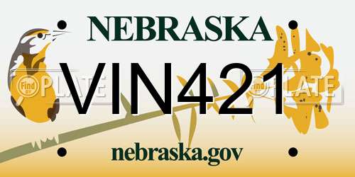 VIN421 Nebraska License Plate