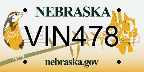 VIN478 Nebraska License Plate
