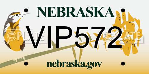 VIP572 Nebraska License Plate