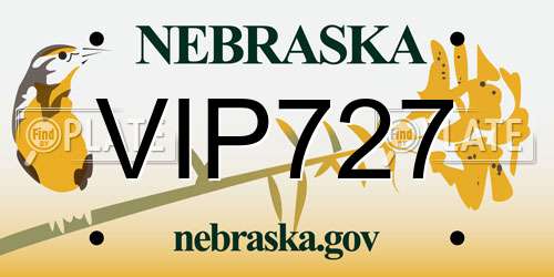 VIP727 Nebraska License Plate