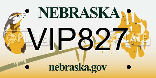 VIP827 Nebraska License Plate