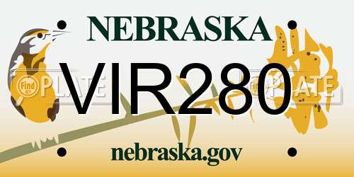 VIR280 Nebraska License Plate