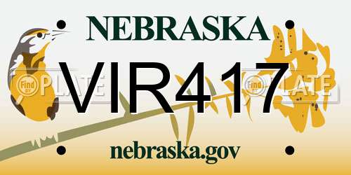 VIR417 Nebraska License Plate