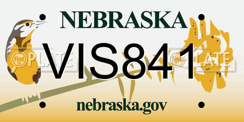 VIS841 Nebraska License Plate
