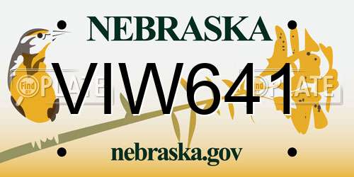 VIW641 Nebraska License Plate