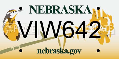 VIW642 Nebraska License Plate