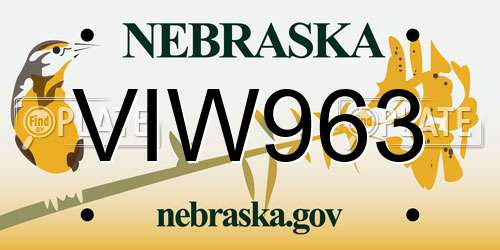 VIW963 Nebraska License Plate