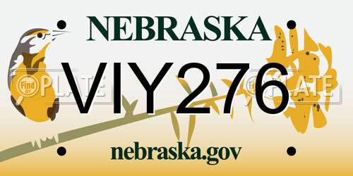 VIY276 Nebraska License Plate
