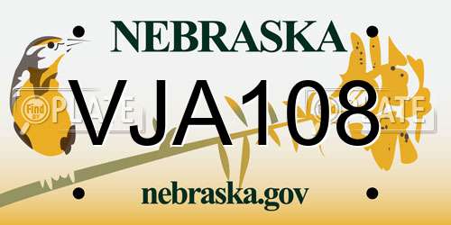 VJA108 Nebraska License Plate