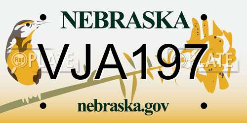 VJA197 Nebraska License Plate