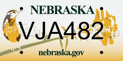 VJA482 Nebraska License Plate
