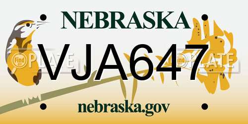 VJA647 Nebraska License Plate