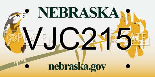VJC215 Nebraska License Plate