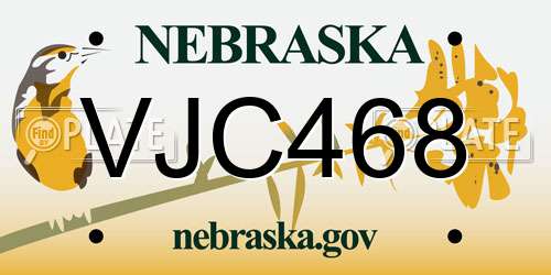 VJC468 Nebraska License Plate