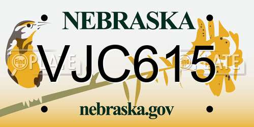 VJC615 Nebraska License Plate