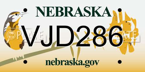 VJD286 Nebraska License Plate