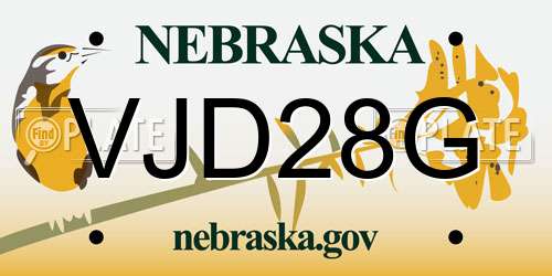 VJD28G Nebraska License Plate