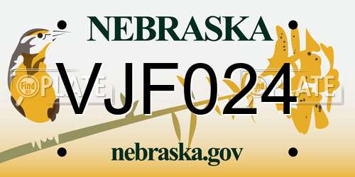 VJF024 Nebraska License Plate