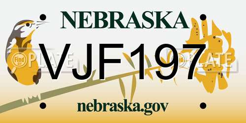 VJF197 Nebraska License Plate