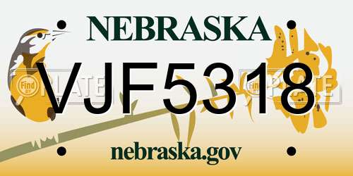 VJF5318 Nebraska License Plate