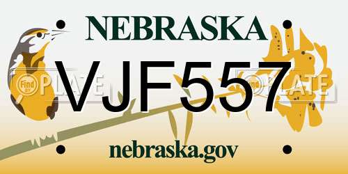 VJF557 Nebraska License Plate