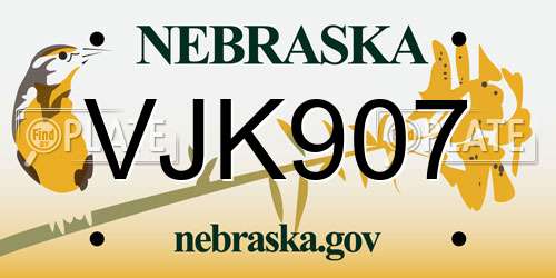 VJK907 Nebraska License Plate