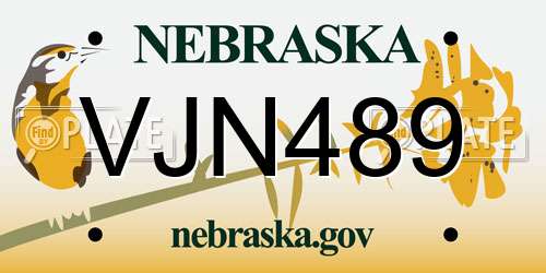 VJN489 Nebraska License Plate