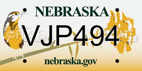 VJP494 Nebraska License Plate