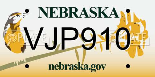 VJP910 Nebraska License Plate