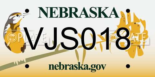 VJS018 Nebraska License Plate