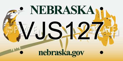 VJS127 Nebraska License Plate