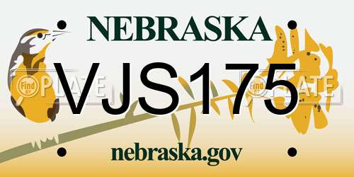 VJS175 Nebraska License Plate