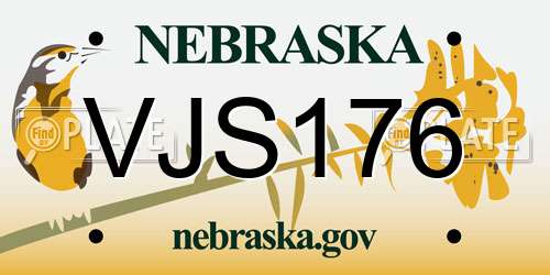 VJS176 Nebraska License Plate