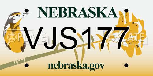 VJS177 Nebraska License Plate