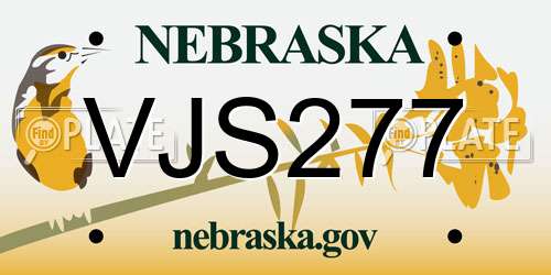 VJS277 Nebraska License Plate