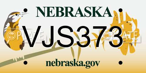 VJS373 Nebraska License Plate