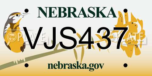 VJS437 Nebraska License Plate